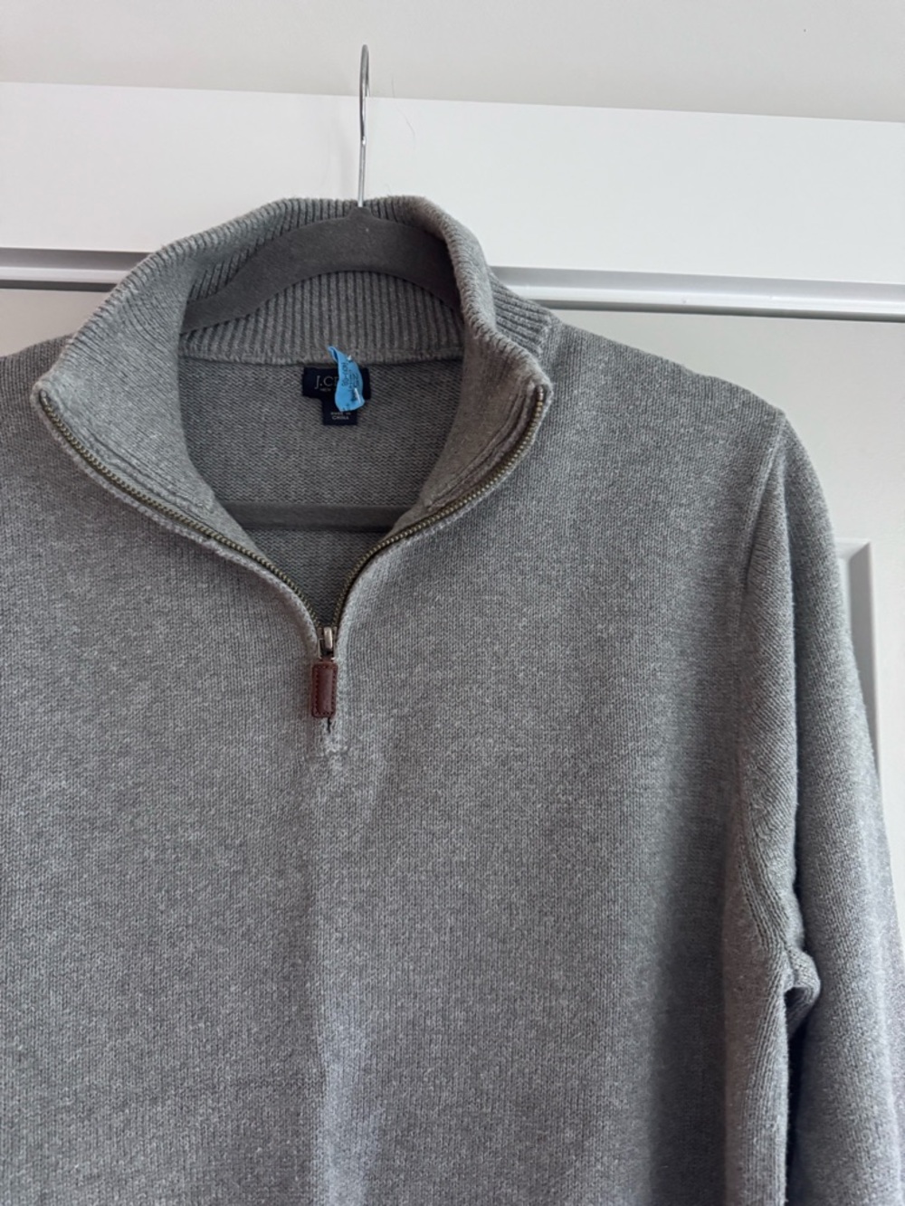 J. Crew Men's Light Gray Quarter-Zip Sweater
